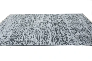 Dark Gray Geometric 8X10 Oriental Modern Rug