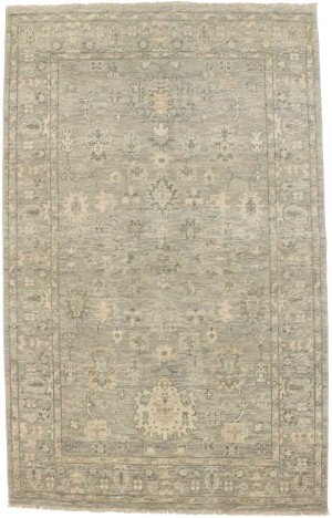 Taupe Floral Transitional 5X8 Oriental Rug