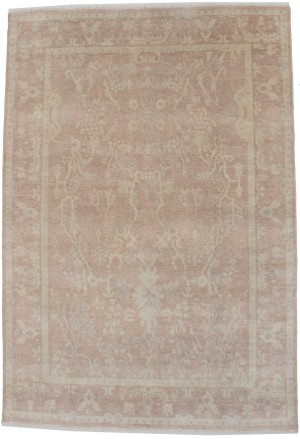 Peach Floral Transitional 6X8 Oriental Rug