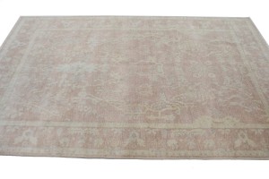Peach Floral Transitional 6X8 Oriental Rug