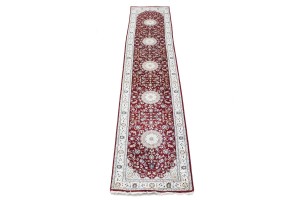Red Floral 2'7X12'5 Indo-Nain Oriental Runner Rug