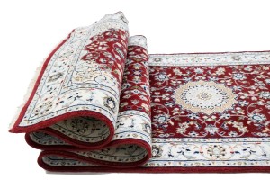 Red Floral 2'7X12'5 Indo-Nain Oriental Runner Rug
