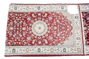 Red Floral 2'7X12'5 Indo-Nain Oriental Runner Rug