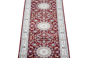 Red Floral 2'7X12'5 Indo-Nain Oriental Runner Rug