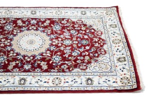Red Floral 2'7X12'5 Indo-Nain Oriental Runner Rug