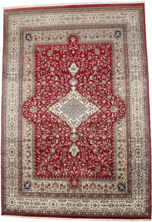 Red Floral Classic 8X12 Indo-Kashan Oriental Rug