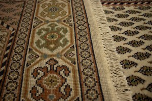 Cream Floral 2'4X9 Indo-Botemir Oriental Runner Rug