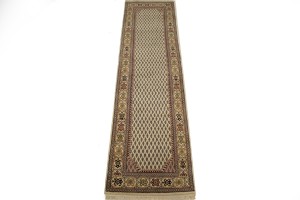 Cream Floral 2'4X9 Indo-Botemir Oriental Runner Rug