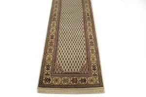 Cream Floral 2'4X9 Indo-Botemir Oriental Runner Rug