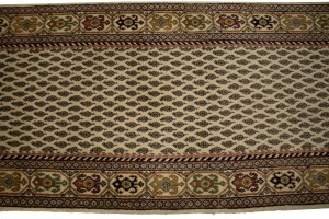 Cream Floral 2'4X9 Indo-Botemir Oriental Runner Rug