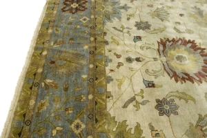 Beige & Light Blue Floral 12X15 Osh Chobi Peshawar Oriental Rug