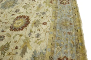 Beige & Light Blue Floral 12X15 Osh Chobi Peshawar Oriental Rug