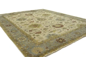 Beige & Light Blue Floral 12X15 Osh Chobi Peshawar Oriental Rug
