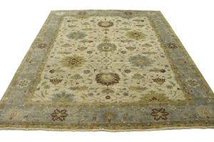 Beige & Light Blue Floral 12X15 Osh Chobi Peshawar Oriental Rug