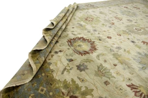 Beige & Light Blue Floral 12X15 Osh Chobi Peshawar Oriental Rug