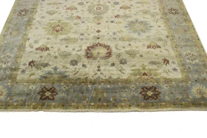 Beige & Light Blue Floral 12X15 Osh Chobi Peshawar Oriental Rug