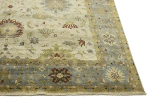 Beige & Light Blue Floral 12X15 Osh Chobi Peshawar Oriental Rug