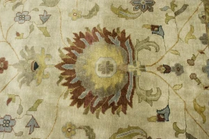 Beige & Light Blue Floral 12X15 Osh Chobi Peshawar Oriental Rug