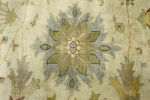 Beige & Light Blue Floral 12X15 Osh Chobi Peshawar Oriental Rug