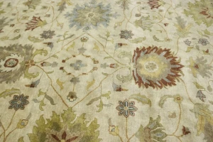 Beige & Light Blue Floral 12X15 Osh Chobi Peshawar Oriental Rug
