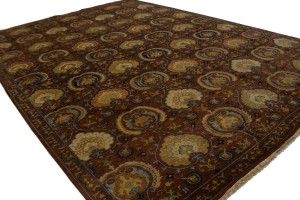 Cinnamon Brown Floral 10X14 Osh Chobi Peshawar Oriental Rug