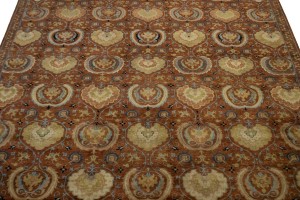 Cinnamon Brown Floral 10X14 Osh Chobi Peshawar Oriental Rug
