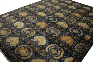 Dark Slate Floral 9X12 Osh Chobi Peshawar Oriental Rug