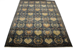 Dark Slate Floral 9X12 Osh Chobi Peshawar Oriental Rug