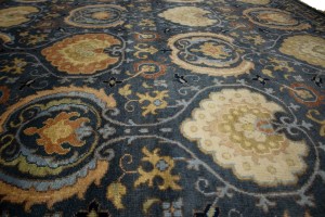 Dark Slate Floral 9X12 Osh Chobi Peshawar Oriental Rug