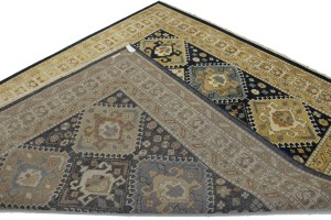 Navy Blue Geometric 8X10 Kazak Karajeh Oriental Rug