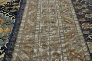 Navy Blue Geometric 8X10 Kazak Karajeh Oriental Rug