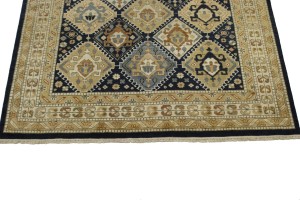 Navy Blue Geometric 8X10 Kazak Karajeh Oriental Rug