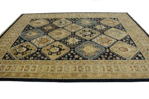 Navy Blue Geometric 8X10 Kazak Karajeh Oriental Rug
