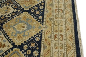 Navy Blue Geometric 8X10 Kazak Karajeh Oriental Rug