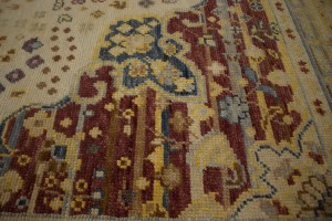 Muted Cream Beige Floral 8X10 Heriz Serapi Oriental Rug