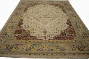 Muted Cream Beige Floral 8X10 Heriz Serapi Oriental Rug
