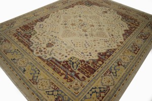 Muted Cream Beige Floral 8X10 Heriz Serapi Oriental Rug