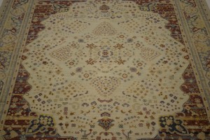 Muted Cream Beige Floral 8X10 Heriz Serapi Oriental Rug