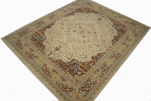 Muted Cream Beige Floral 8X10 Heriz Serapi Oriental Rug