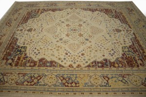 Muted Cream Beige Floral 8X10 Heriz Serapi Oriental Rug