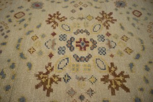Muted Cream Beige Floral 8X10 Heriz Serapi Oriental Rug