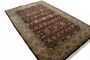 Wine Red Floral 6X9 Indo-Tabriz Oriental Rug