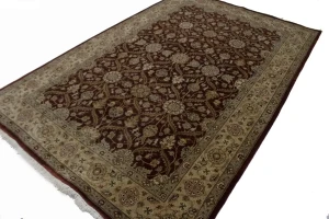 Wine Red Floral 6X9 Indo-Tabriz Oriental Rug