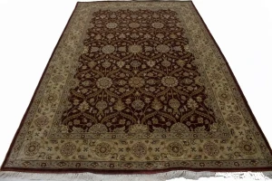 Wine Red Floral 6X9 Indo-Tabriz Oriental Rug