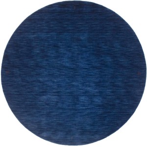 Solid Navy Blue 8X8 Oriental Modern Round Rug