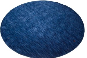 Solid Navy Blue 8X8 Oriental Modern Round Rug