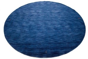 Solid Navy Blue 8X8 Oriental Modern Round Rug