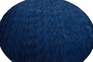 Solid Navy Blue 8X8 Oriental Modern Round Rug