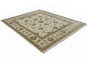 Beige Floral 6X7 Indo-Tabriz Oriental Rug