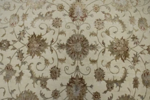 Beige Floral 6X7 Indo-Tabriz Oriental Rug